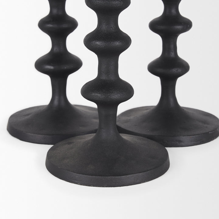 Paolo Matte Black Metal Candle Holder (Set of 3) Decor Mercana