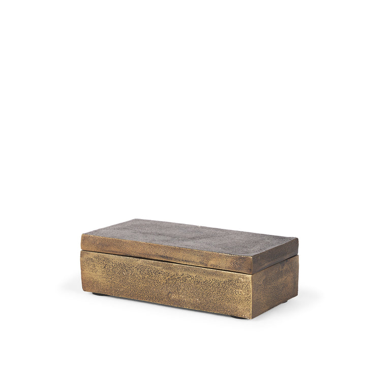 Porschia Small Antiqued Gold Metal Decorative Box Decor Mercana