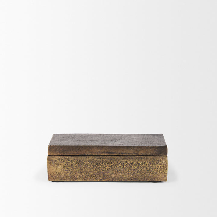 Porschia Small Antiqued Gold Metal Decorative Box Decor Mercana