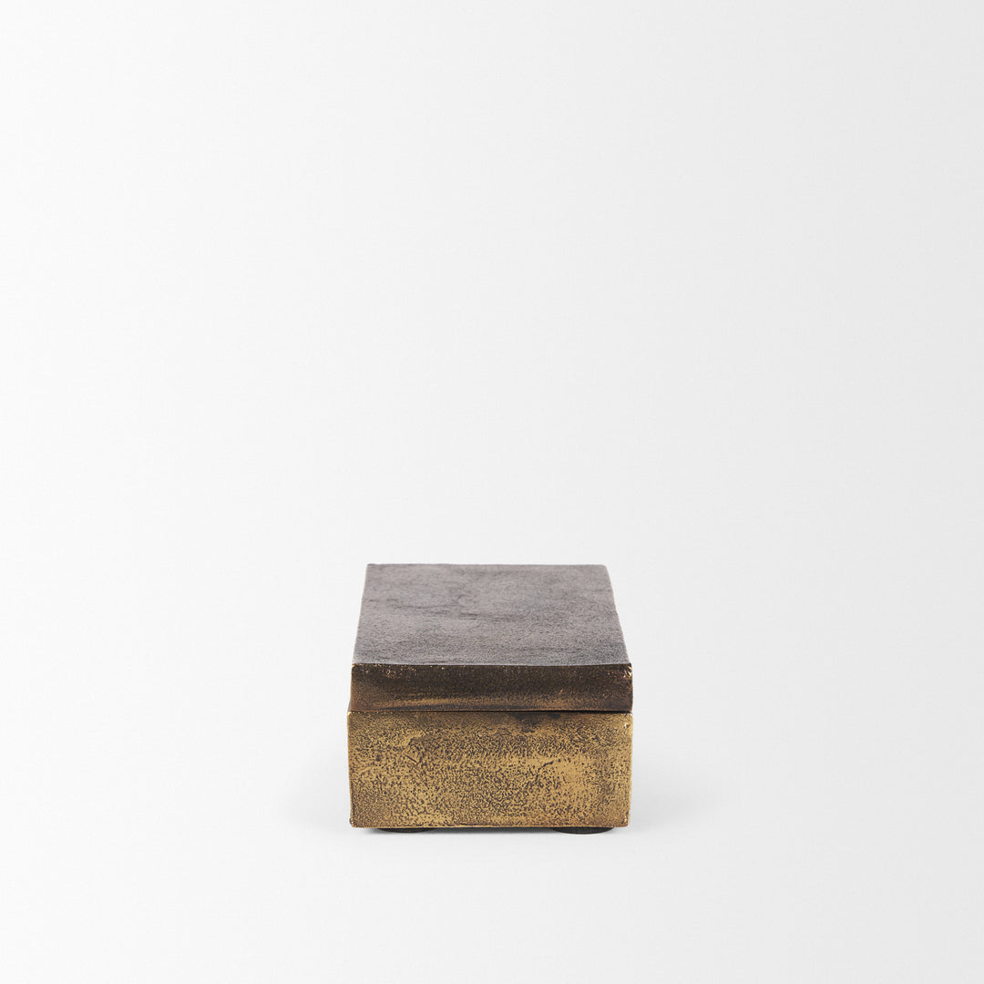 Porschia Small Antiqued Gold Metal Decorative Box Decor Mercana