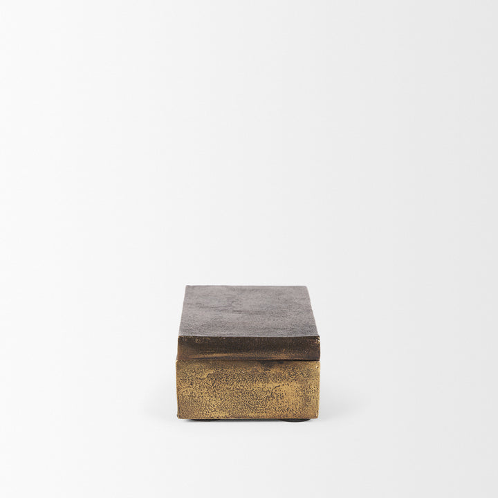 Porschia Small Antiqued Gold Metal Decorative Box Decor Mercana