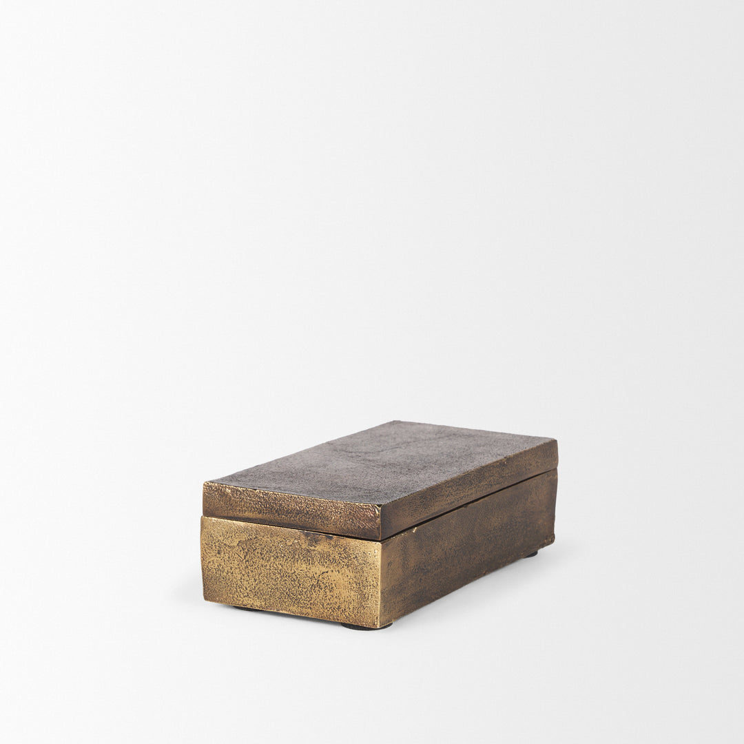 Porschia Small Antiqued Gold Metal Decorative Box Decor Mercana