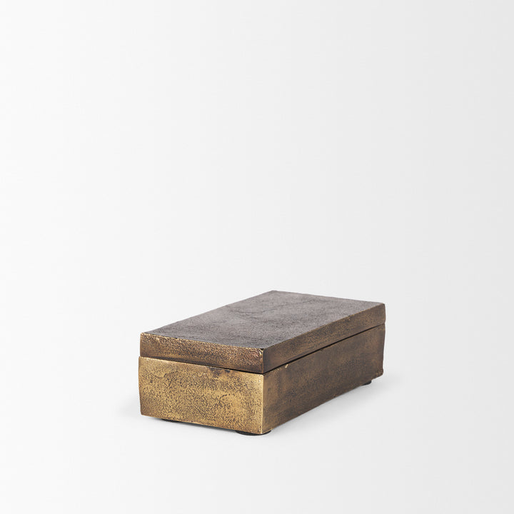 Porschia Small Antiqued Gold Metal Decorative Box Decor Mercana