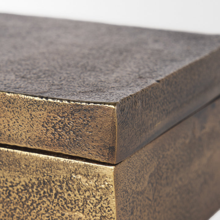 Porschia Small Antiqued Gold Metal Decorative Box Decor Mercana