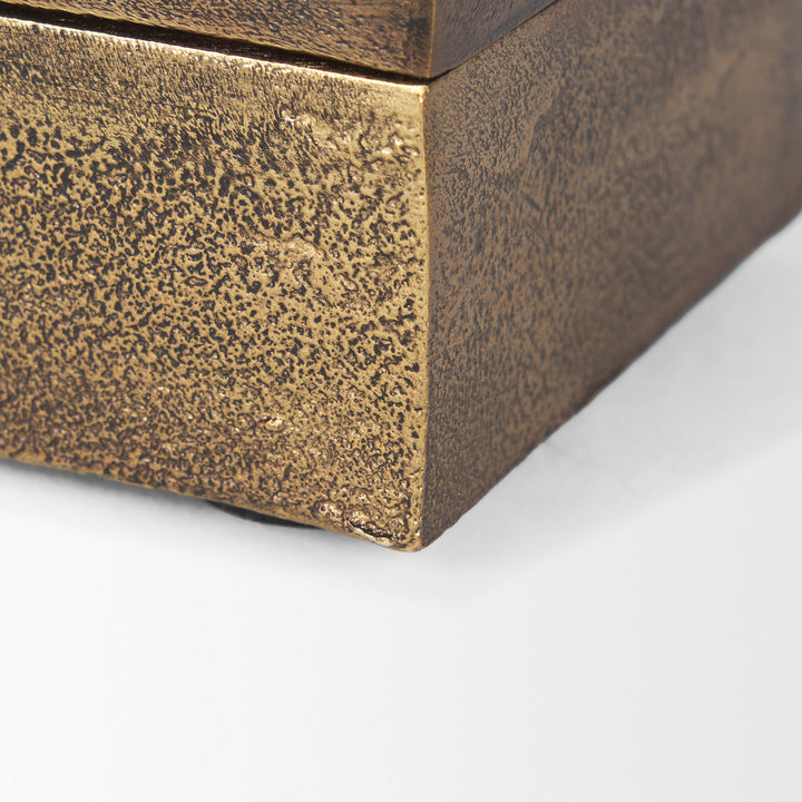 Porschia Small Antiqued Gold Metal Decorative Box Decor Mercana