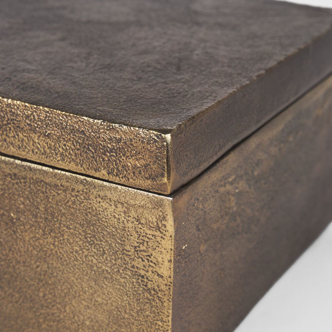 Porschia Large Antiqued Gold Metal Decorative Box Decor Mercana