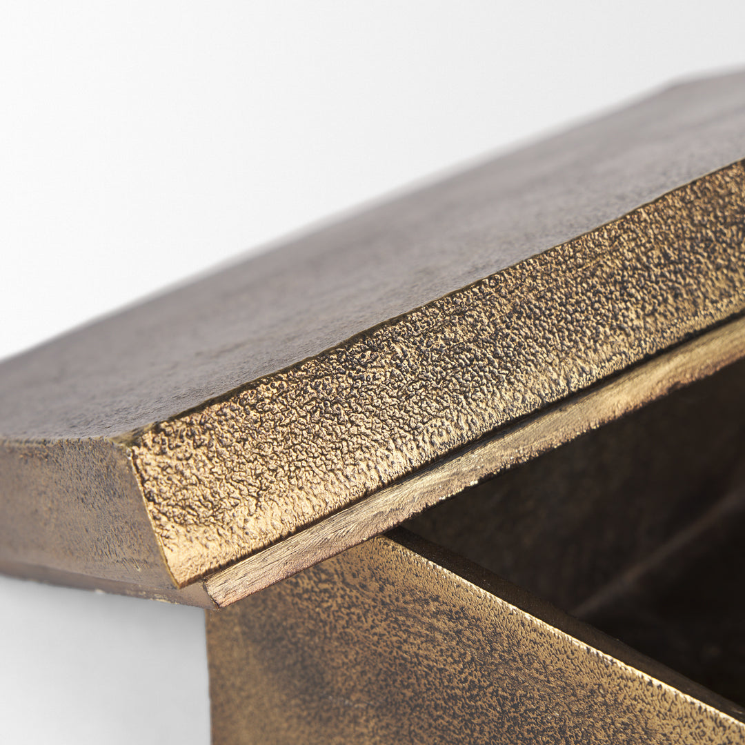 Porschia Large Antiqued Gold Metal Decorative Box Decor Mercana