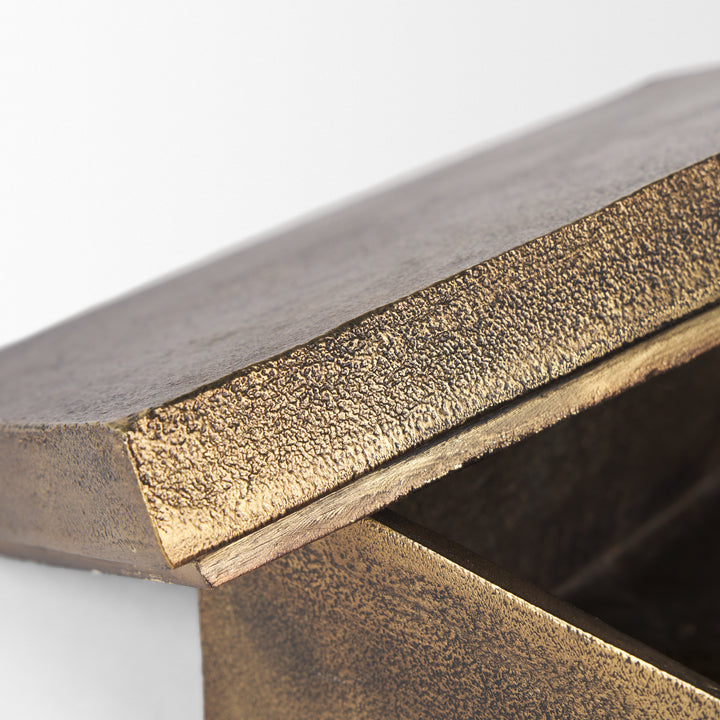 Porschia Large Antiqued Gold Metal Decorative Box Decor Mercana
