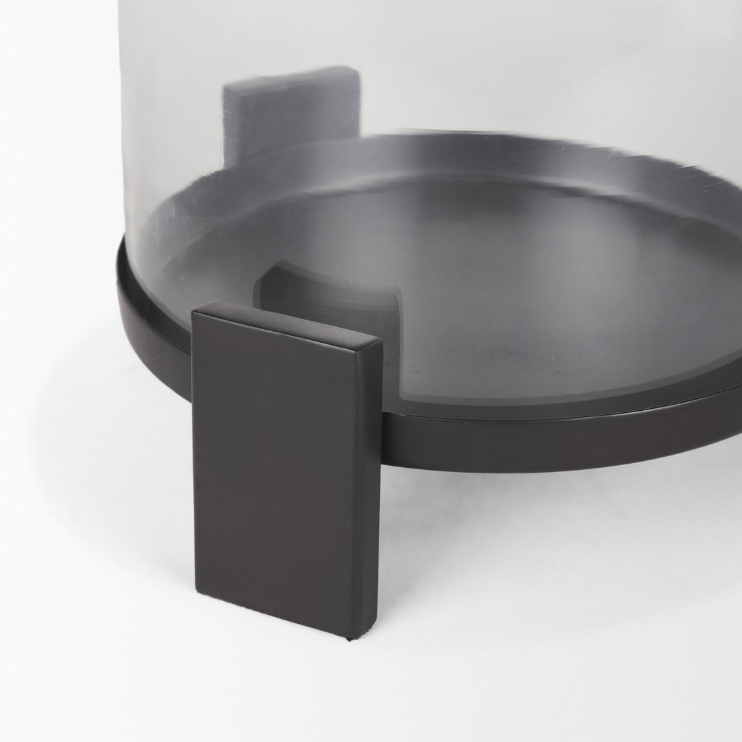Price Large Matte Black Metal w/ Glass Hurricane Candle Holder Decor Mercana