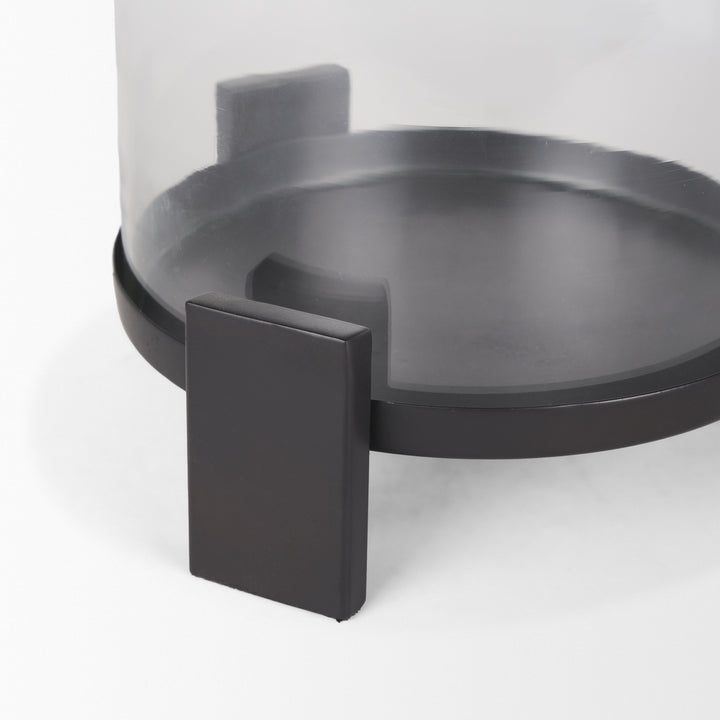 Price Large Matte Black Metal w/ Glass Hurricane Candle Holder Decor Mercana