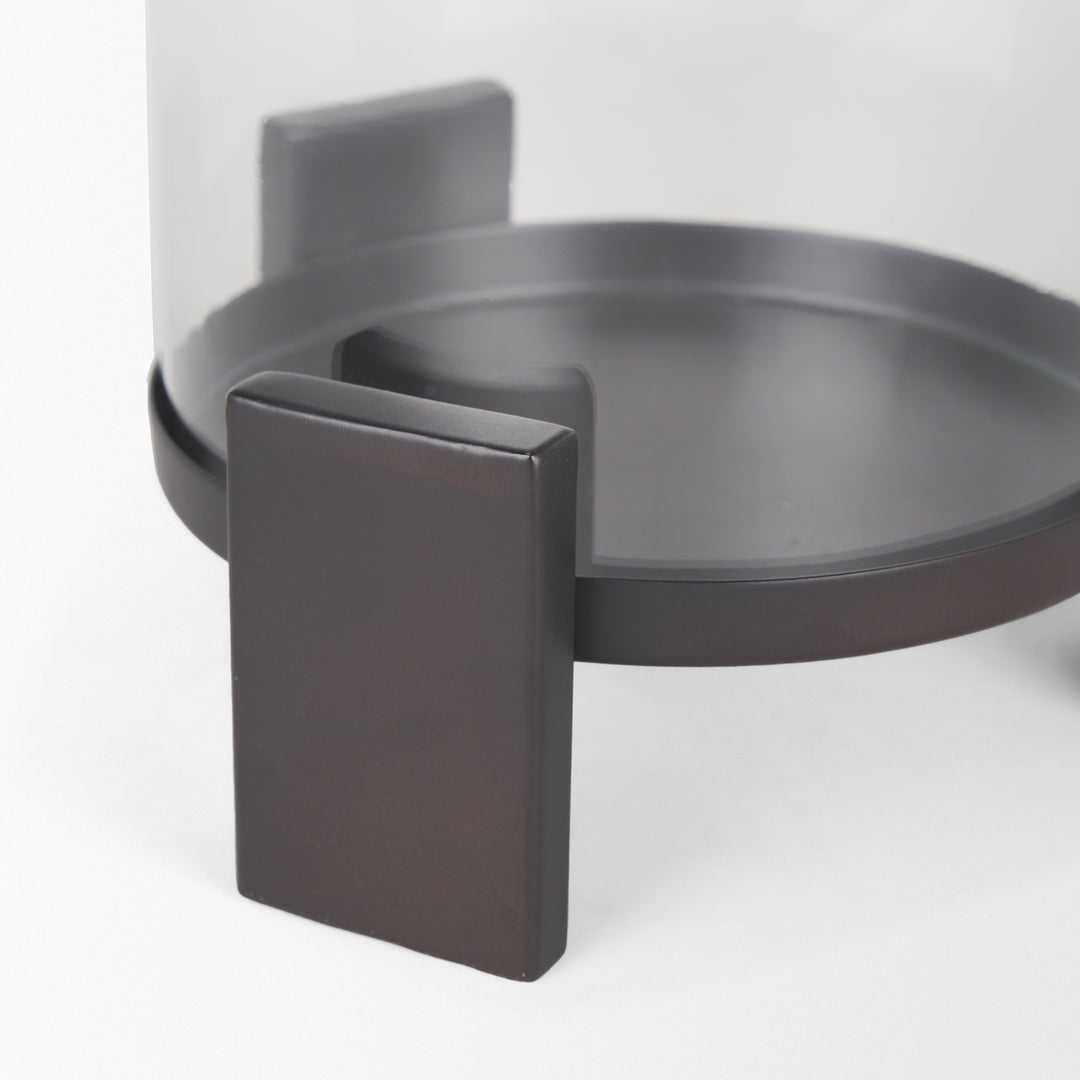 Price Small Matte Black Metal w/ Glass Hurricane Candle Holder Decor Mercana