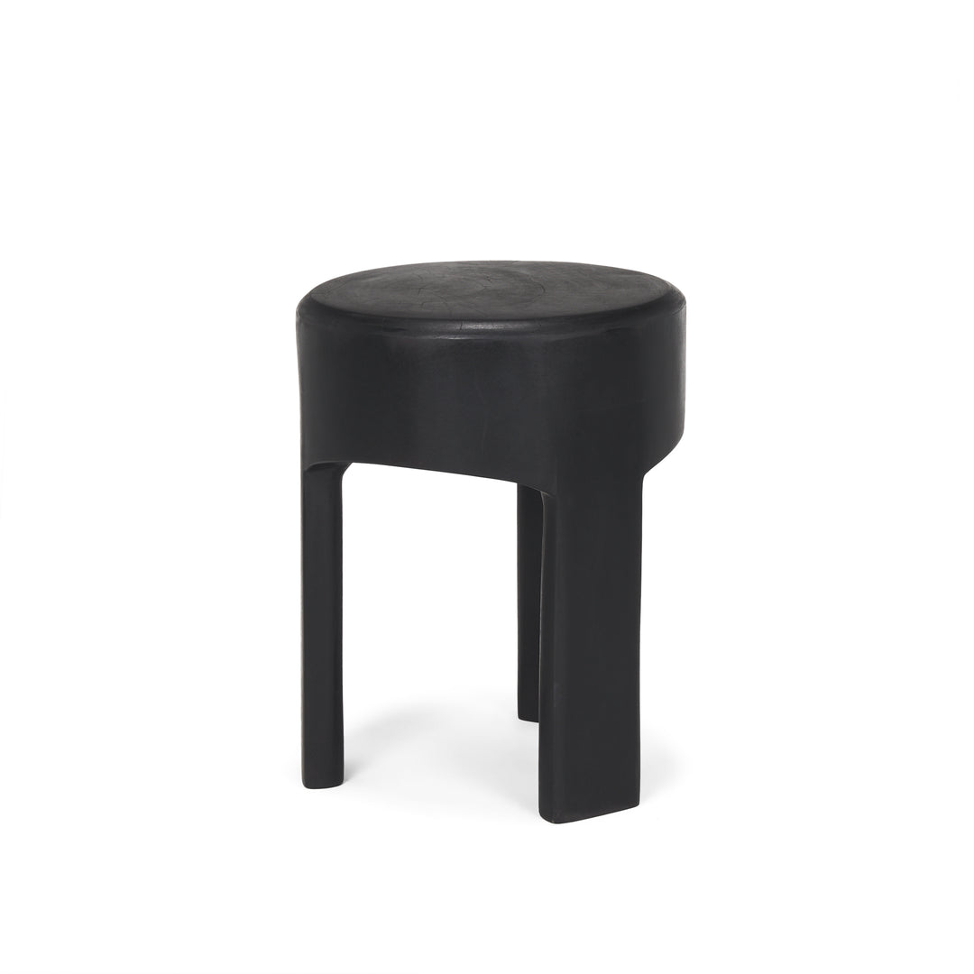 Riya Solid Black Wooden Stool Living Room Mercana