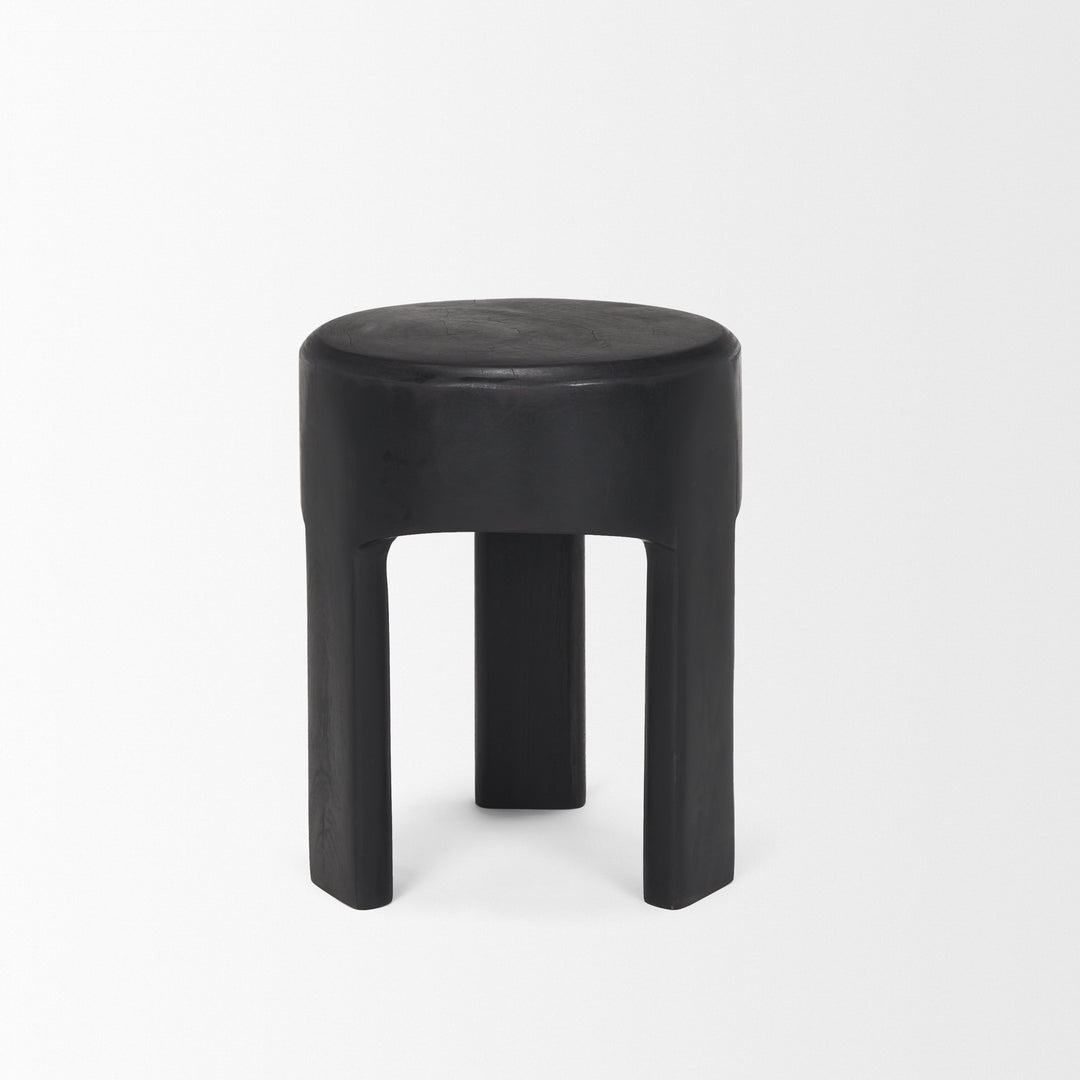 Riya Solid Black Wooden Stool Living Room Mercana