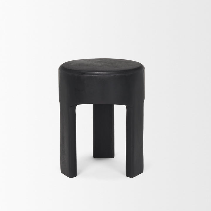 Riya Solid Black Wooden Stool Living Room Mercana