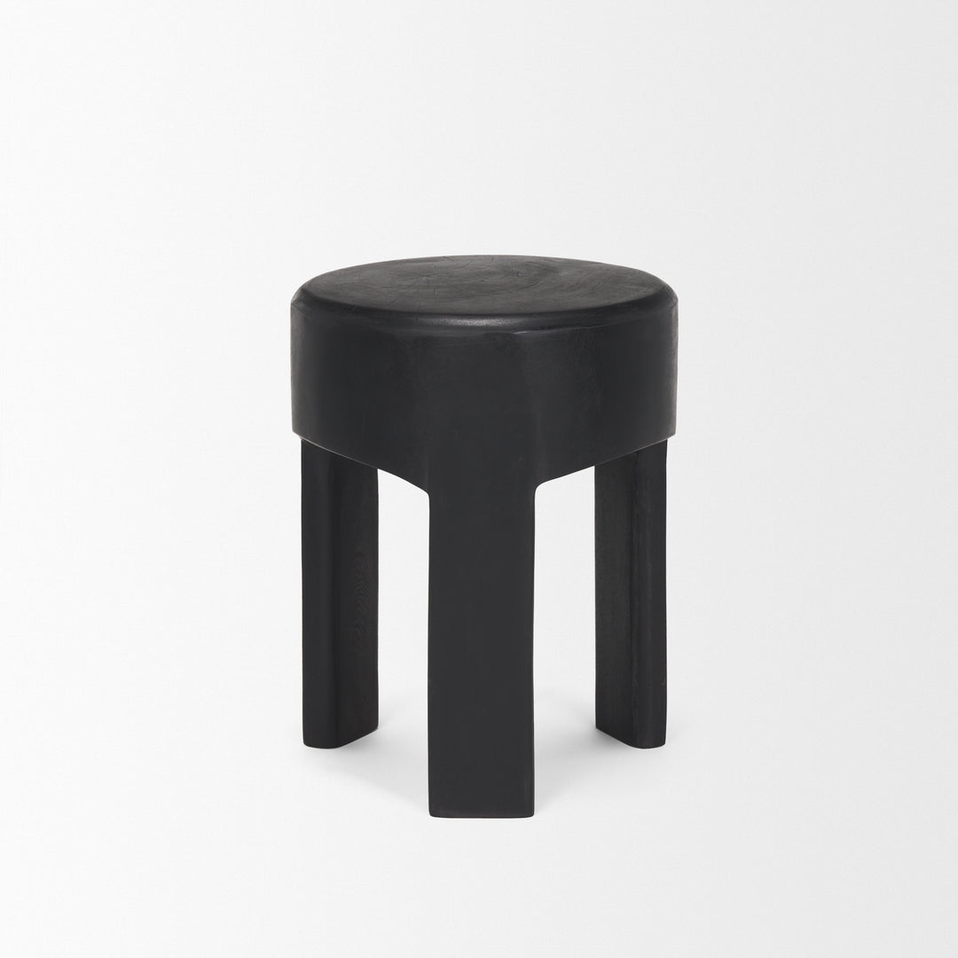 Riya Solid Black Wooden Stool Living Room Mercana