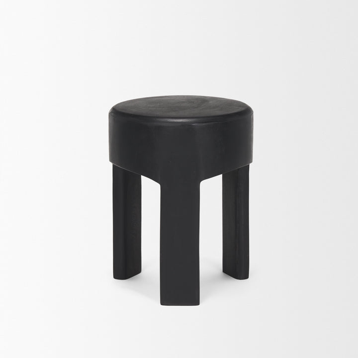 Riya Solid Black Wooden Stool Living Room Mercana