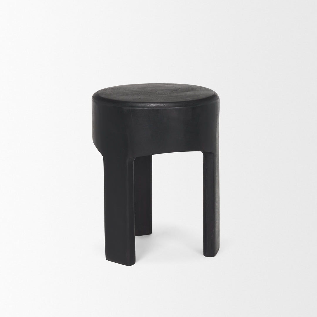 Riya Solid Black Wooden Stool Living Room Mercana