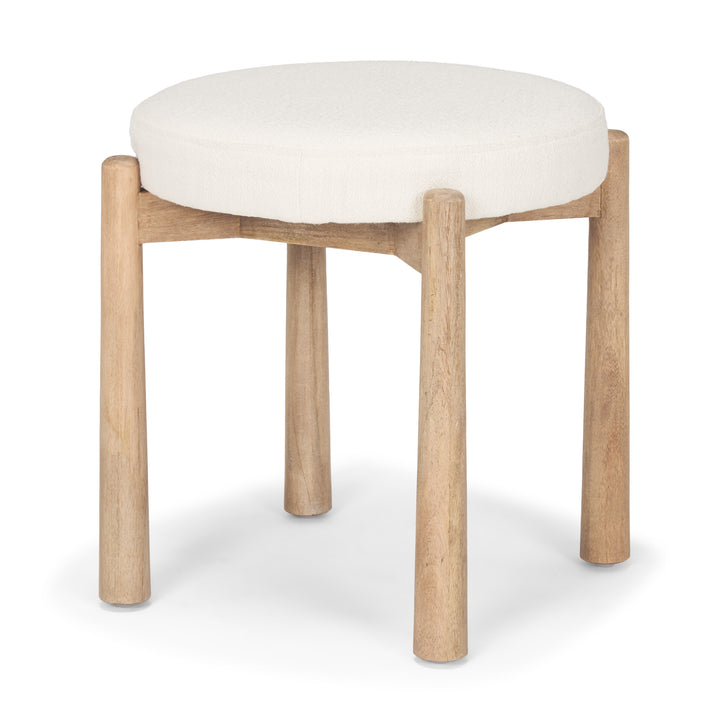 Shaiden Brown Wood w/ Cream Fabric Stool Living Room Mercana