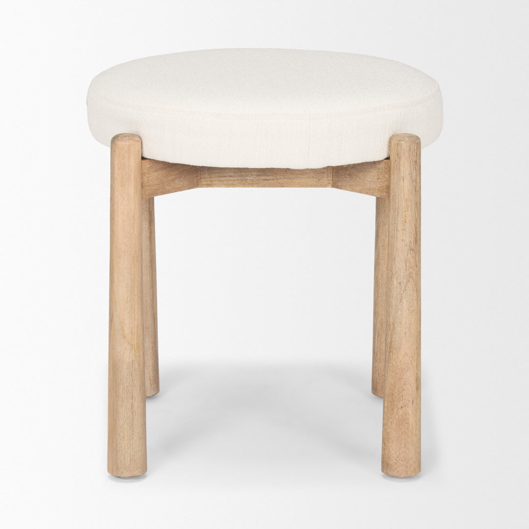 Shaiden Brown Wood w/ Cream Fabric Stool Living Room Mercana