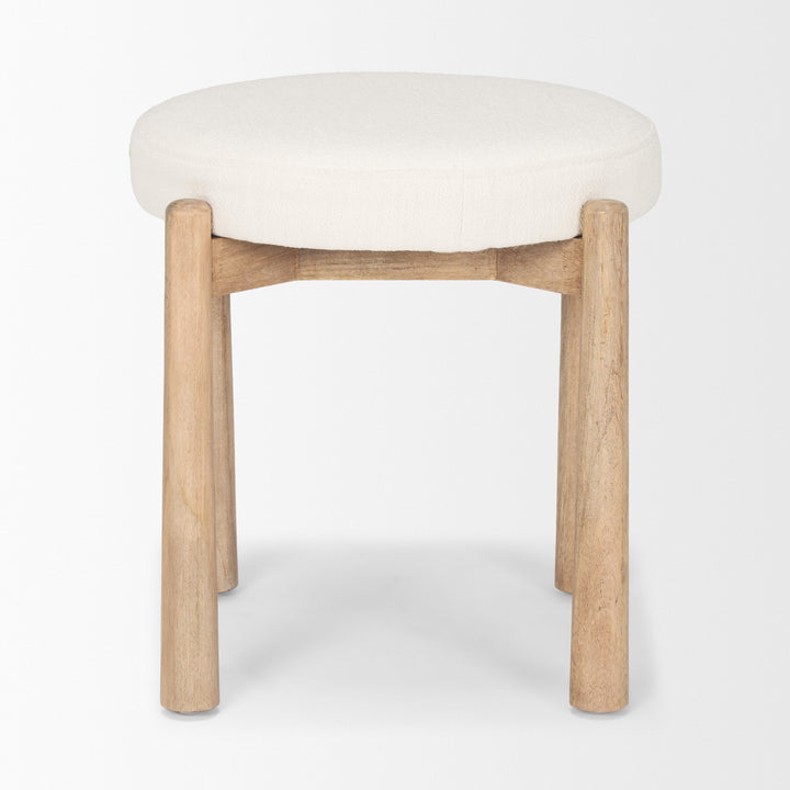 Shaiden Brown Wood w/ Cream Fabric Stool Living Room Mercana