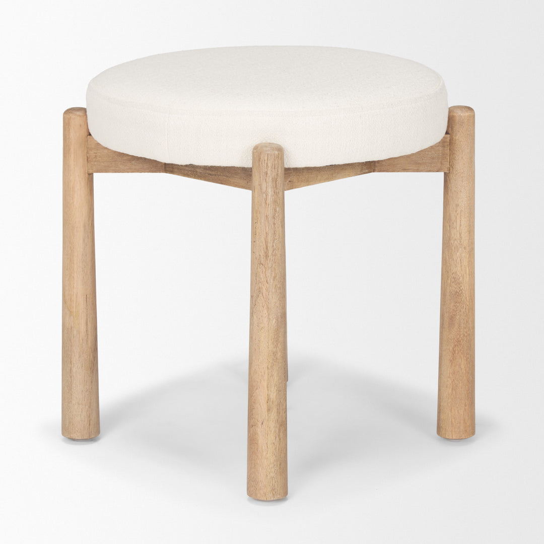 Shaiden Brown Wood w/ Cream Fabric Stool Living Room Mercana