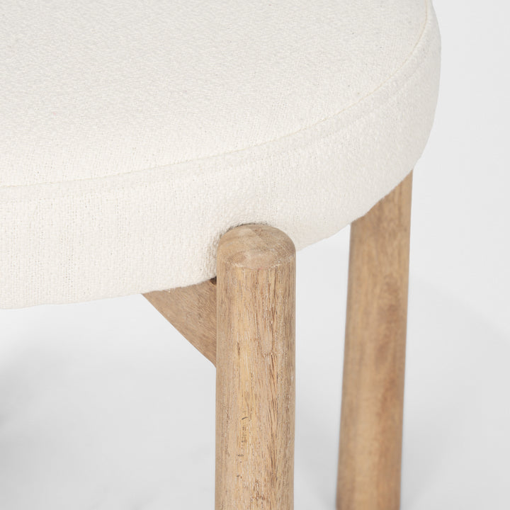 Shaiden Brown Wood w/ Cream Fabric Stool Living Room Mercana