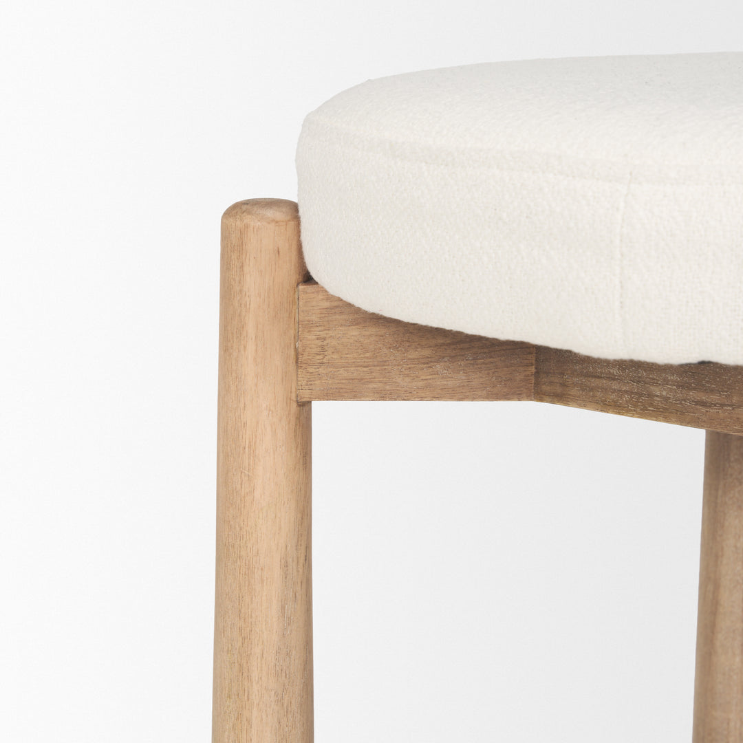 Shaiden Brown Wood w/ Cream Fabric Stool Living Room Mercana