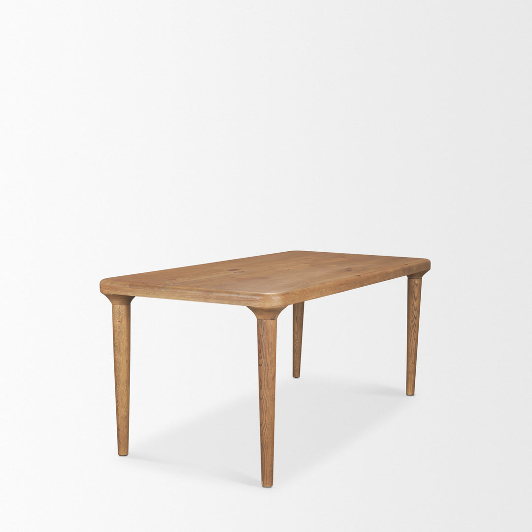Suvan 72L Light Brown Rectangular Oak Wood Dining Table Dining Room Mercana