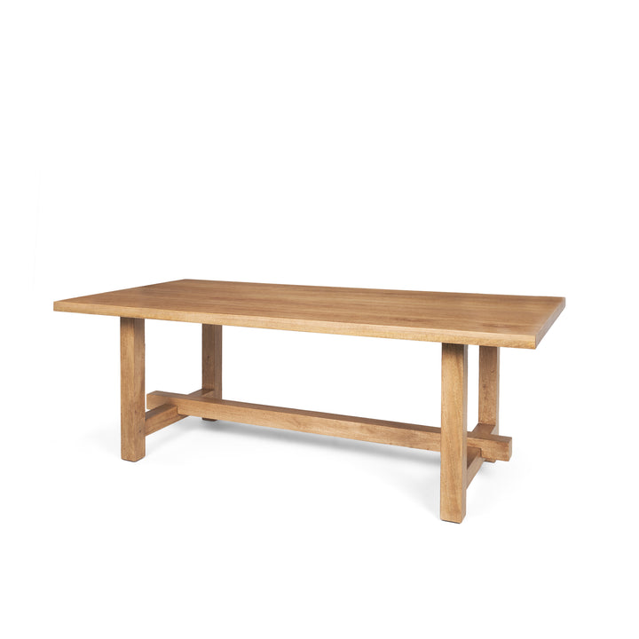 Suke Rectangular Natural Wood Trestle Dining Table Dining Room Mercana