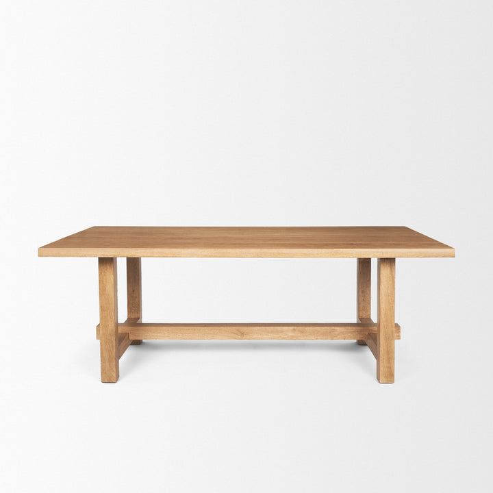 Suke Rectangular Natural Wood Trestle Dining Table Dining Room Mercana