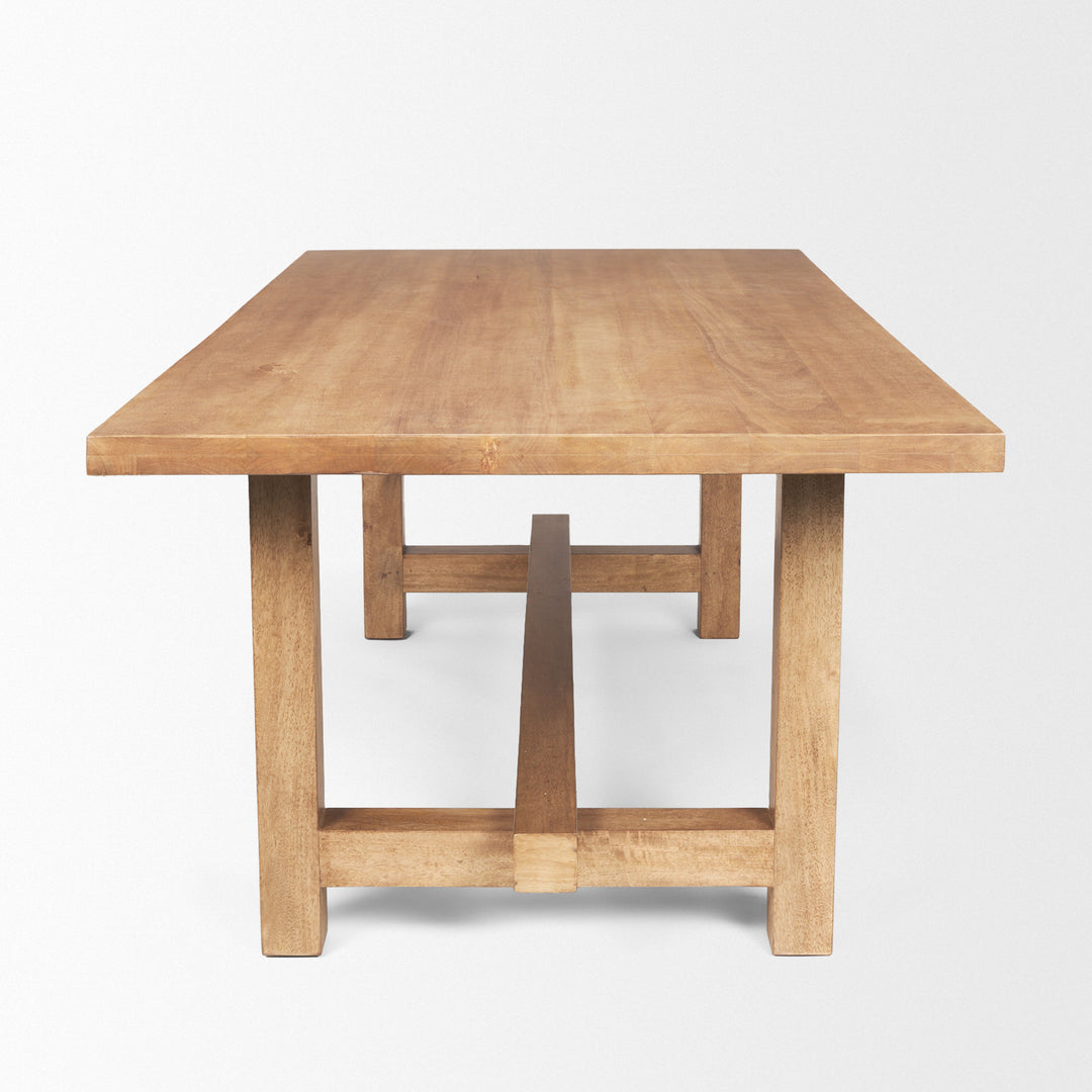 Suke Rectangular Natural Wood Trestle Dining Table Dining Room Mercana