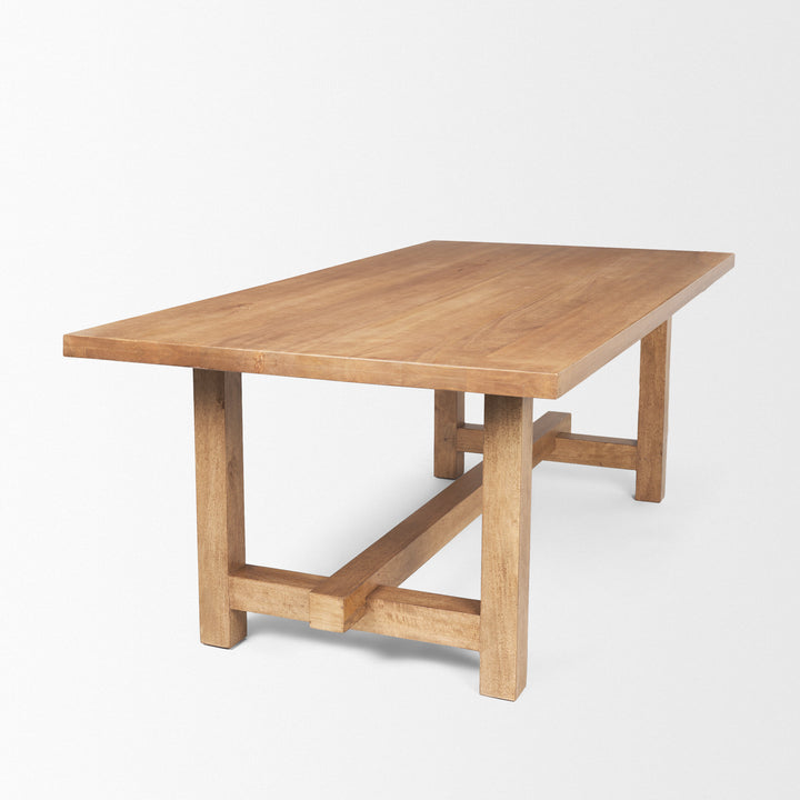 Suke Rectangular Natural Wood Trestle Dining Table Dining Room Mercana