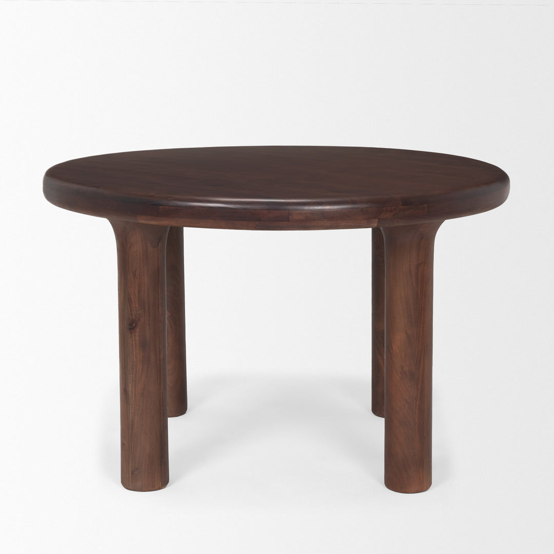 Soma 48" Red Brown Acacia Wood Round Dining Table Dining Room Mercana