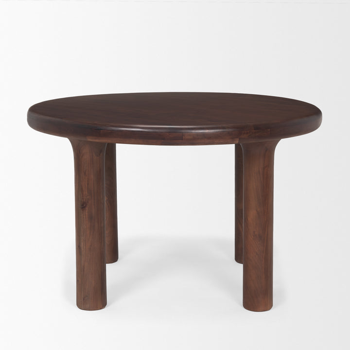 Soma 48" Red Brown Acacia Wood Round Dining Table Dining Room Mercana