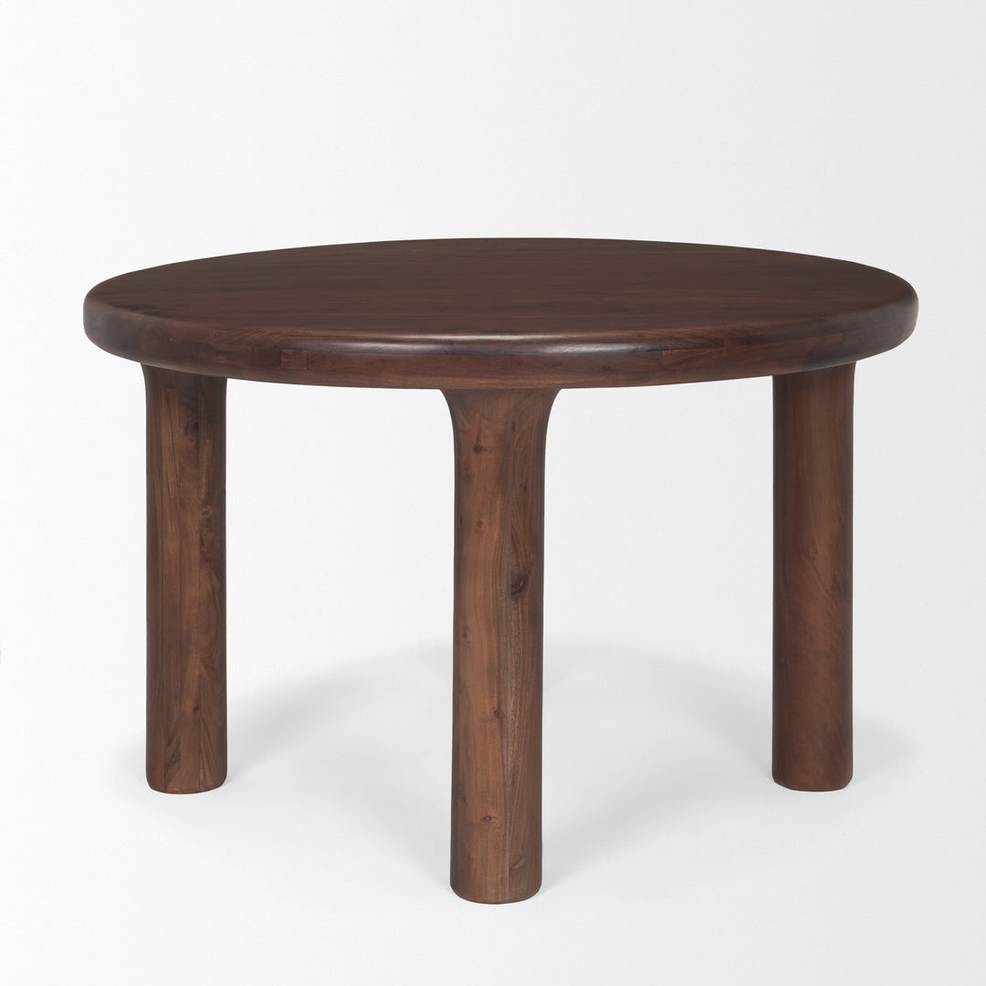 Soma 48" Red Brown Acacia Wood Round Dining Table Dining Room Mercana