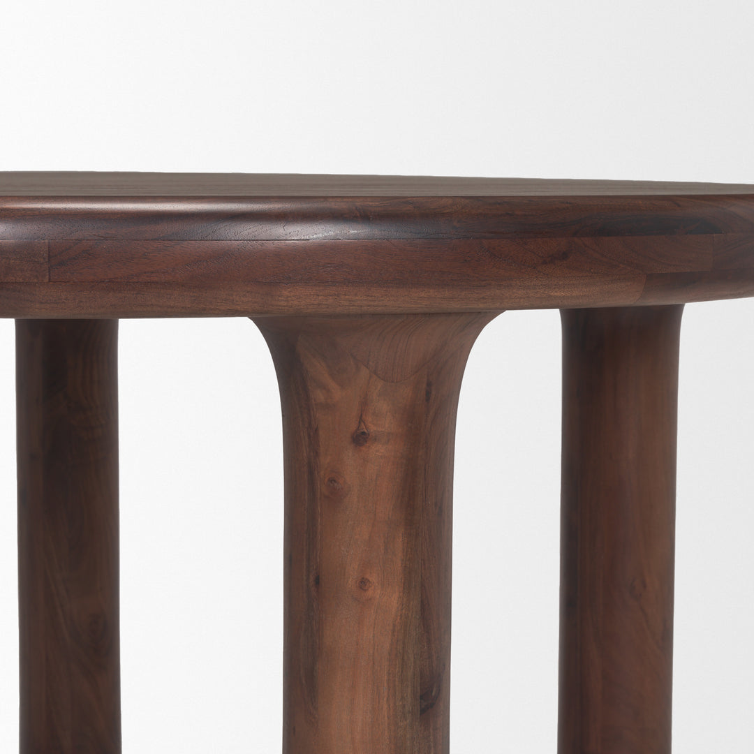 Soma 48" Red Brown Acacia Wood Round Dining Table Dining Room Mercana