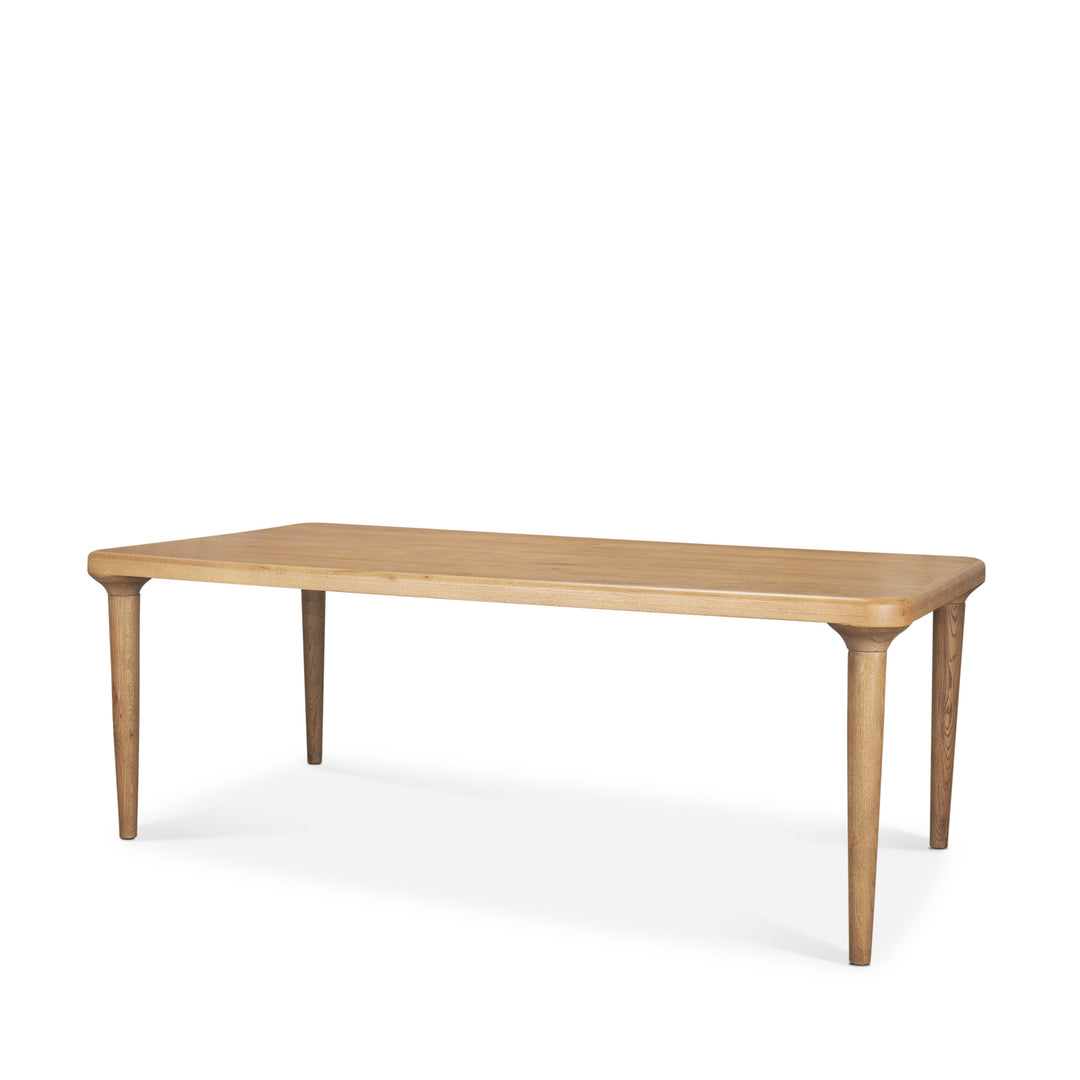 Suvan 84L Light Brown Rectangular Oak Wood Dining Table Dining Room Mercana