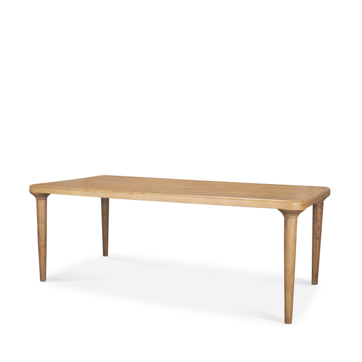 Suvan 84L Light Brown Rectangular Oak Wood Dining Table Dining Room Mercana