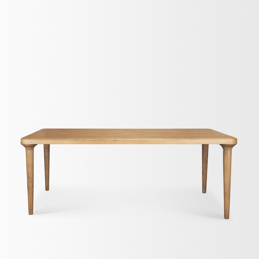 Suvan 84L Light Brown Rectangular Oak Wood Dining Table Dining Room Mercana