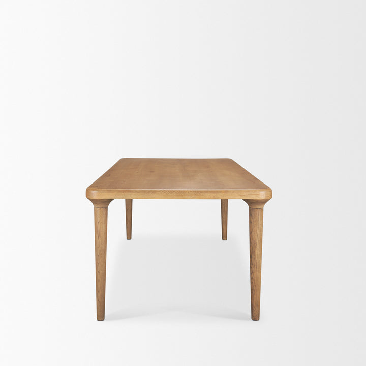 Suvan 84L Light Brown Rectangular Oak Wood Dining Table Dining Room Mercana
