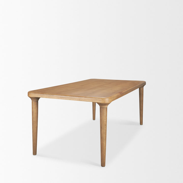 Suvan 84L Light Brown Rectangular Oak Wood Dining Table Dining Room Mercana