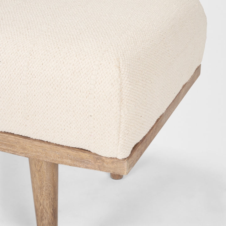 Shae Brown Wood w/ Oatmeal Fabric Bench Living Room Mercana