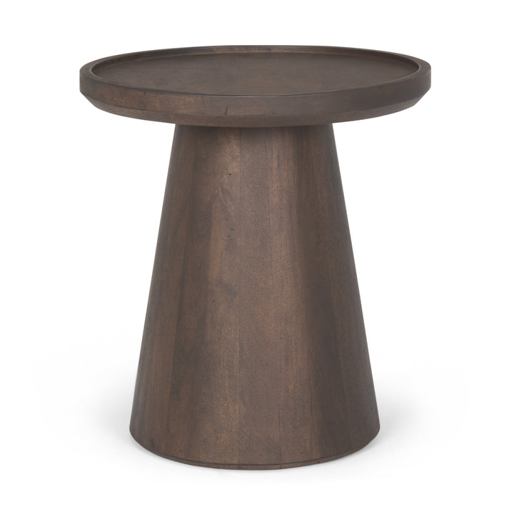 Takoda Dark Brown Wood Tapered Drum Accent Table Dining Room Mercana