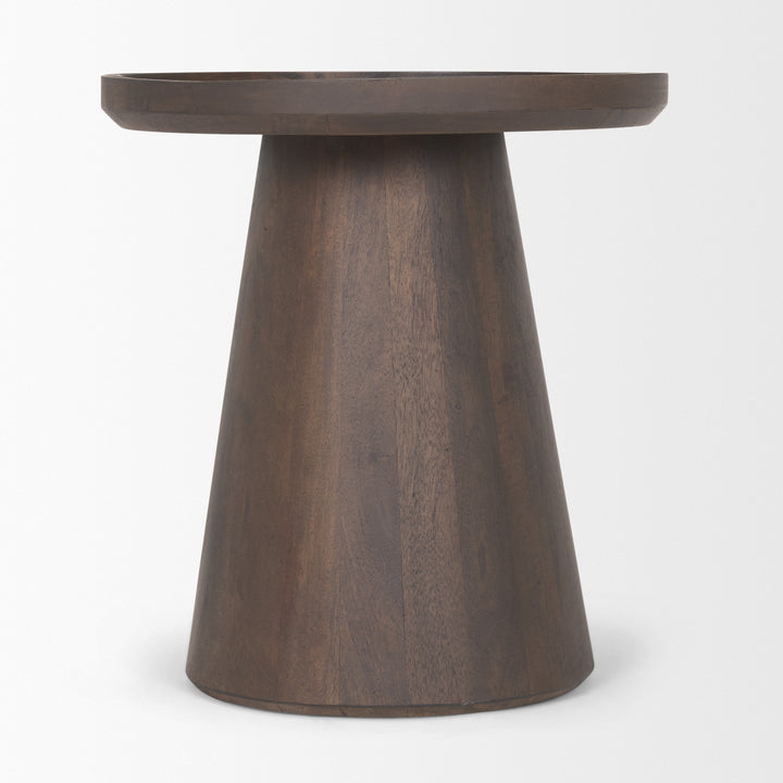 Takoda Dark Brown Wood Tapered Drum Accent Table Dining Room Mercana
