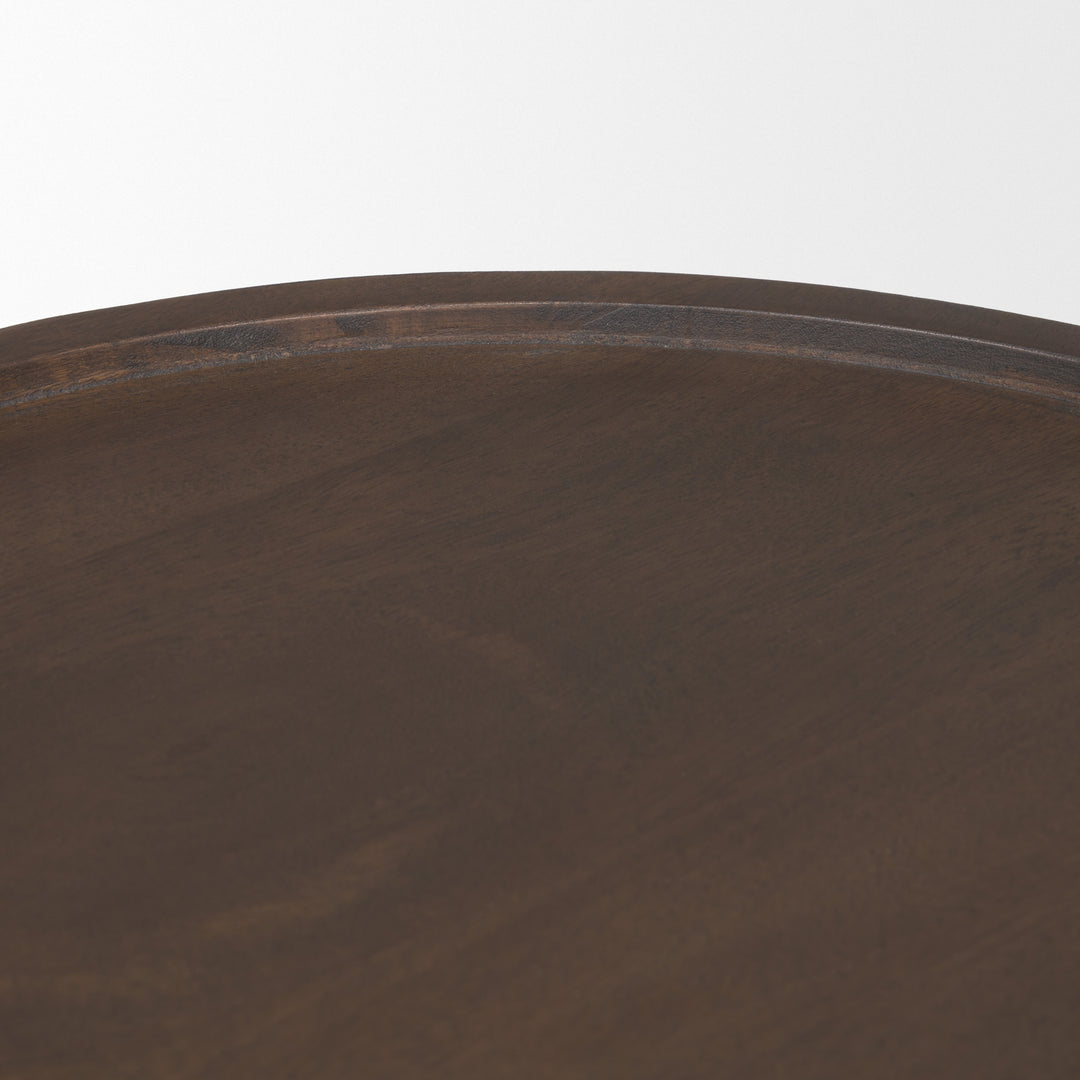 Takoda Dark Brown Wood Tapered Drum Accent Table Dining Room Mercana