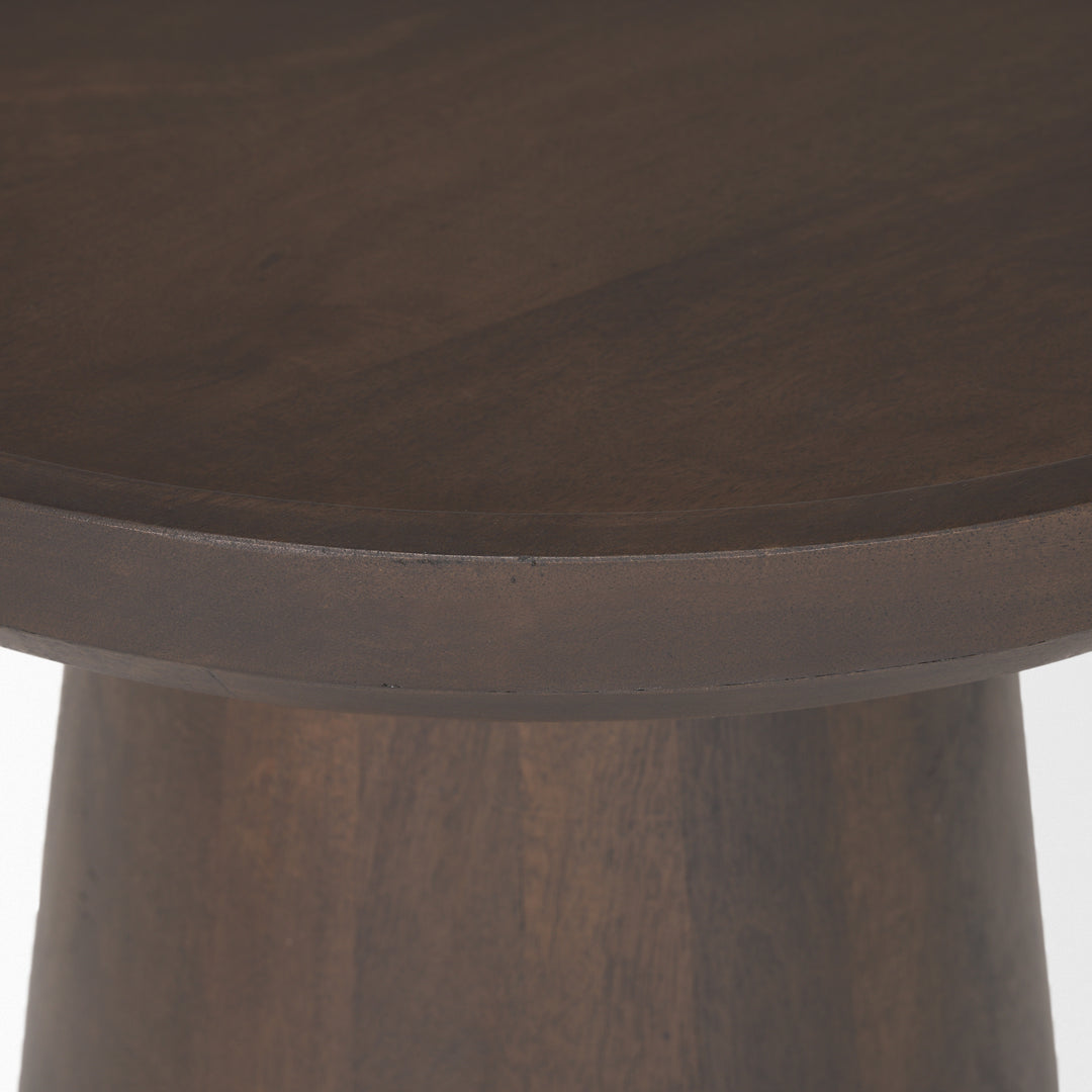 Takoda Dark Brown Wood Tapered Drum Accent Table Dining Room Mercana