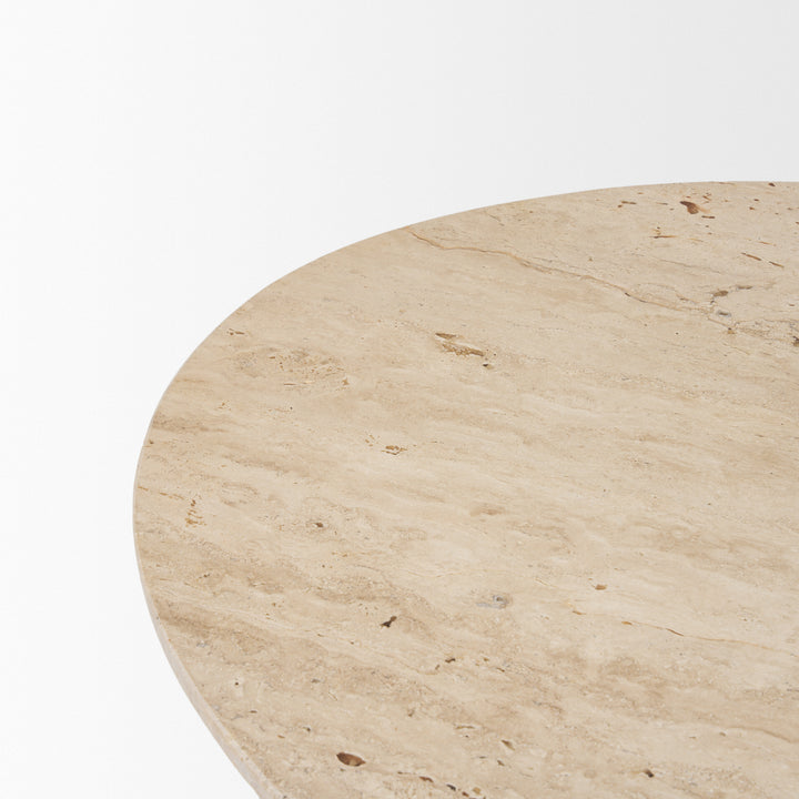 Syona Travertine + Mango Wood leg Oval Coffee table Living Room Mercana