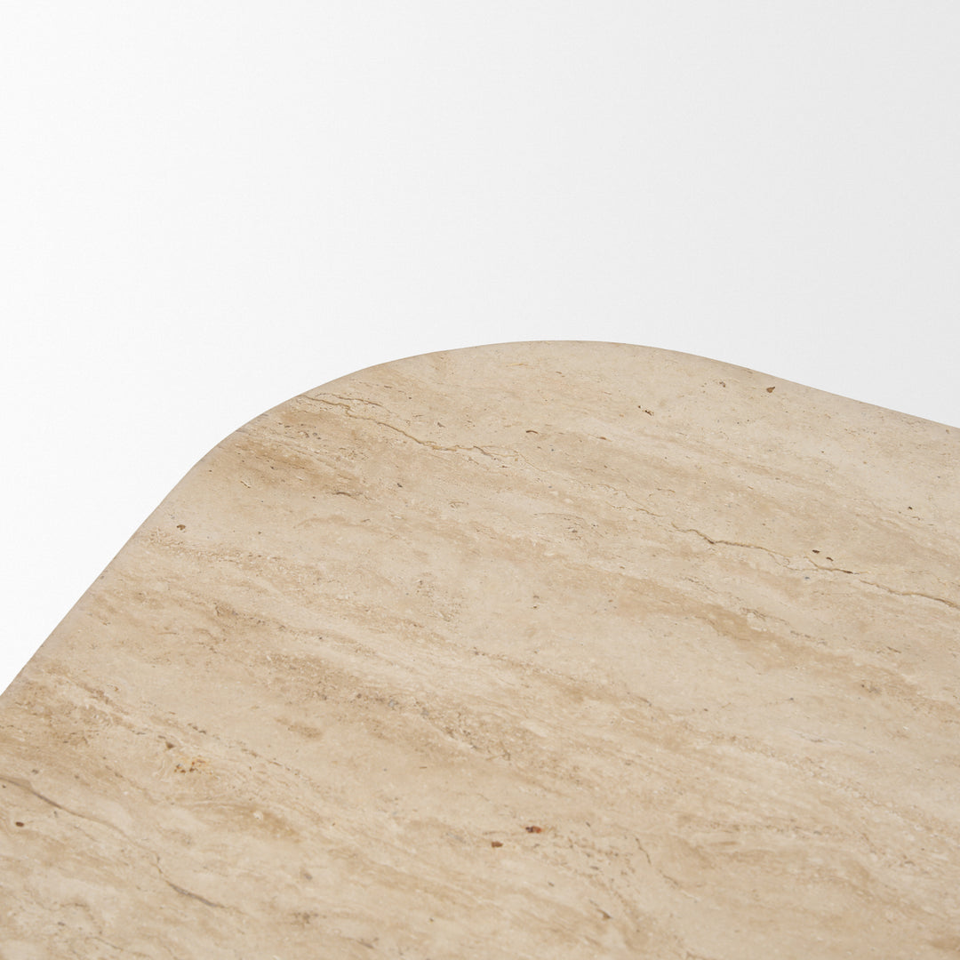 Symona Travertine and Mango Wood Rectangle Coffee Table Living Room Mercana