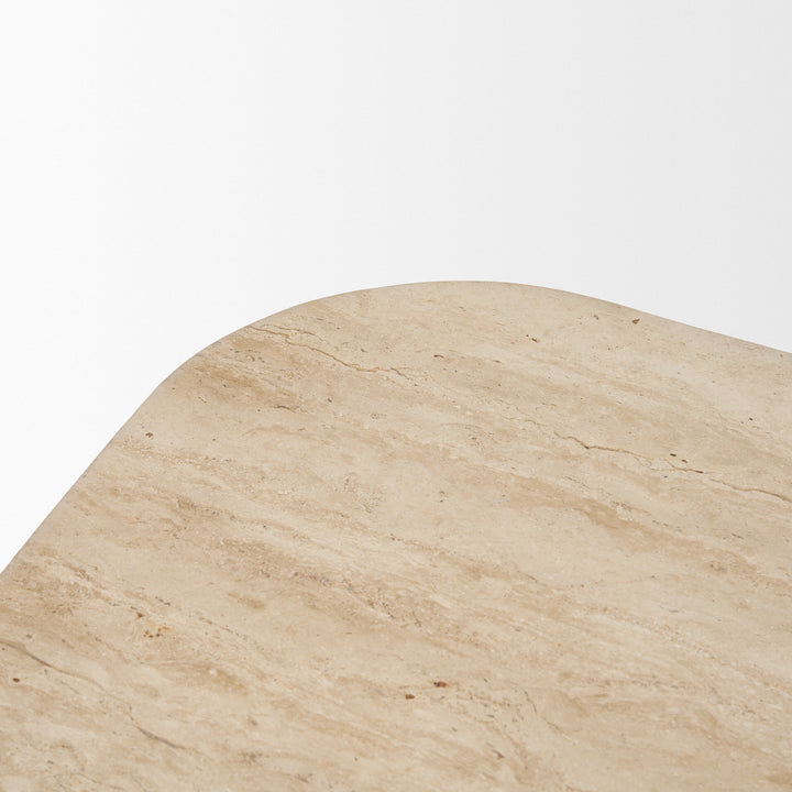 Symona Travertine and Mango Wood Rectangle Coffee Table Living Room Mercana
