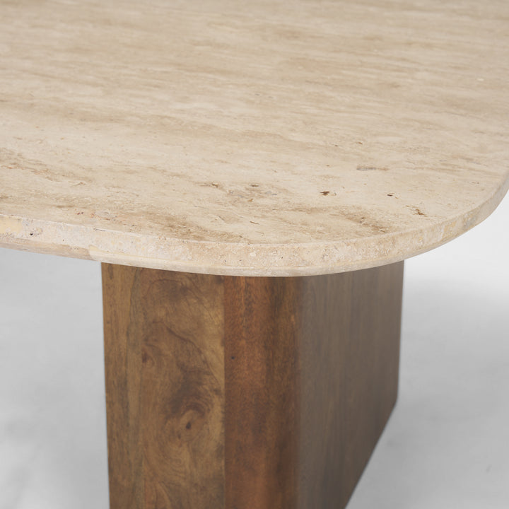 Symona Travertine and Mango Wood Rectangle Coffee Table Living Room Mercana